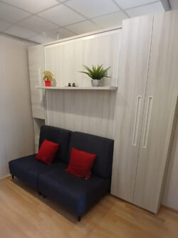 Double sofa wallbed with double wardrobe and 2 drawer unit
